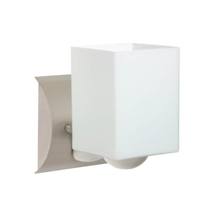 Besa Lighting Rise Mini Sconce, Opal Matte, Satin Nickel Finish, 1x9W LED 1WZ-449807-LED-SN